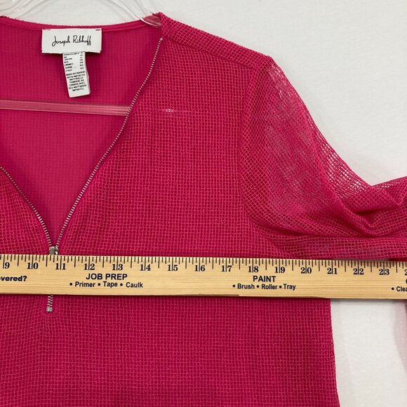 Joseph Ribkoff size 8 Pink Quarter Zip Rolled Sleeve Pullover Top Office Career - Picture 7 of 11
